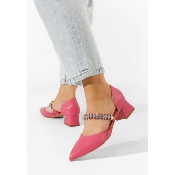 Pantofi cu toc gros eleganti Vivia fucsia