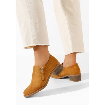 Pantofi cu toc gros Isabeau camel