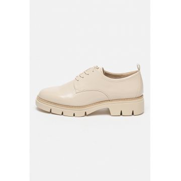 Pantofi Oxford de piele ecologica cu toc masiv