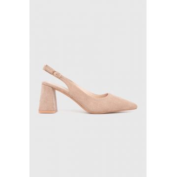 Answear Lab pumps culoarea bej, cu toc drept, cu toc deschis