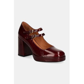 Jonak pantofi de piele VERITE culoarea bordo, cu toc drept, 3200422