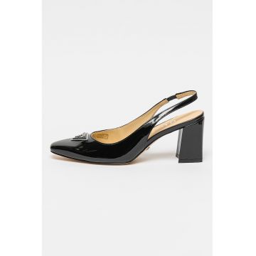 Pantofi slingback cu aspect lacuit