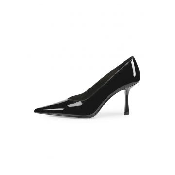 Pantofi stiletto de piele lacuita cu varf ascutit