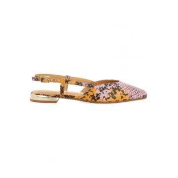 Balerini slingback de piele cu aspect piele de sarpe LASCARI 27855