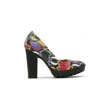 Pantofi dama - 303443 - Piele nabuc - Multicolor