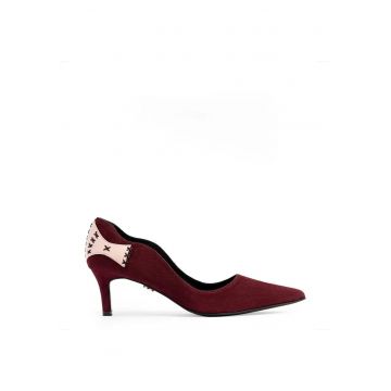 Pantofi dama model 1534 piele velur bordo - nappa roz