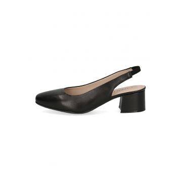 Pantofi slingback din piele cu toc masiv