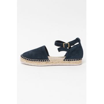 Pantofi tip espadrile de piele intoarsa