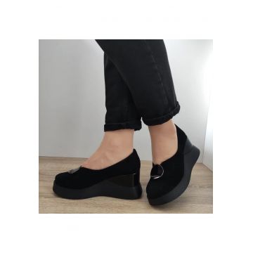 Pantofi Casual Dama 1444-2 Negri Velur - Black