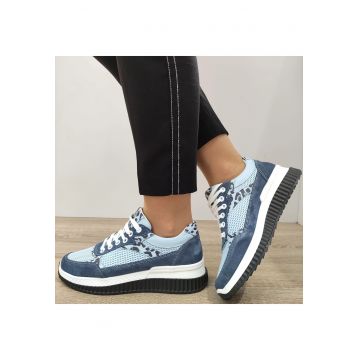 Pantofi Casual Dama Bleu Velur