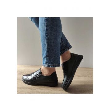 Pantofi Casual Dama H-0011 Negri + Croco - Black