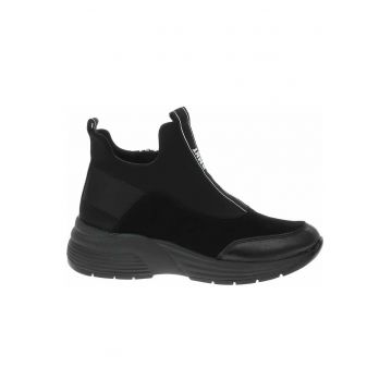 Pantofi casual dama - Piele/Textil - Negru