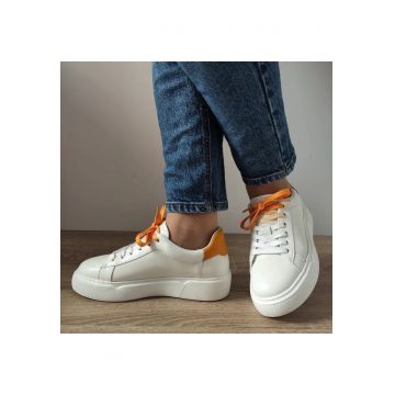 Pantofi Casual Dama Rb2235-10 Albi Cu Galben - Alb + Galben