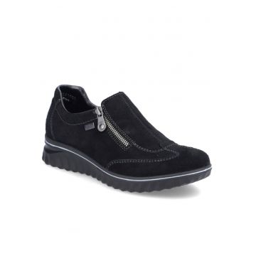 Pantofi de damă Rieker cu fermoar cu slip-on - negri - cu membrană hidrofugă 59071-00