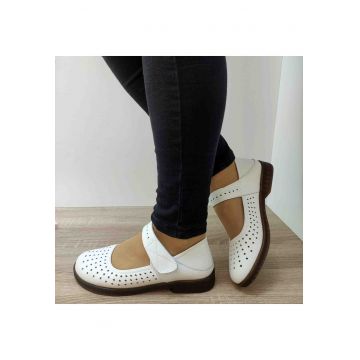 Pantofi Perforati Casual Dama 2285 Crem - 37 - Crem