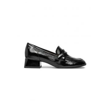 Pantofi dama -  piele lacuita - negru - tocul bloc - brant din piele Pantofi dama -  piele lacuita - negru - tocul bloc - brant din piele
