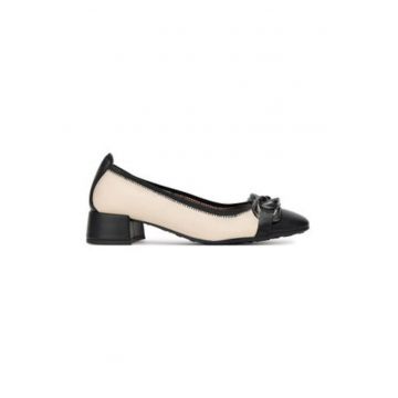 Pantofi dama -  piele naturala - crem si negru Pantofi dama -  piele naturala - crem si negru