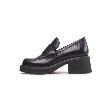 Pantofi dama -  piele naturala - negru - tocul conic - varf patrat - Pantofi dama -  piele naturala - negru - tocul conic - varf patrat -